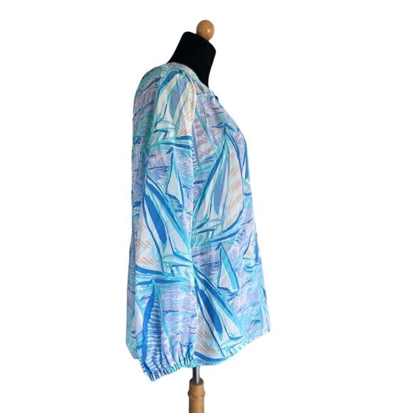 Lilly Pulitzer Elsa Silk Top Light Lilac Verbena Aboat Time Size Small-MSRP $158 - Picture 6 of 9